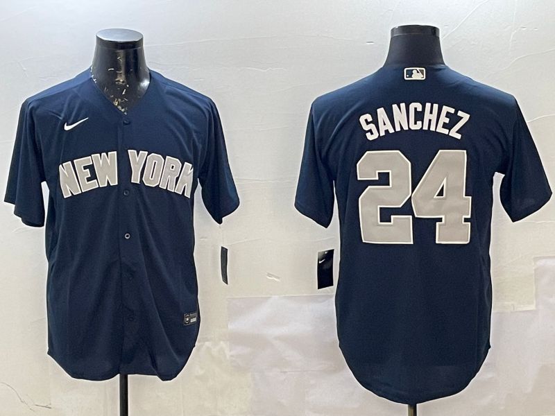 Men New York Yankees 24 Sanchez Blue Game 2025 Nike MLB Jersey style 1